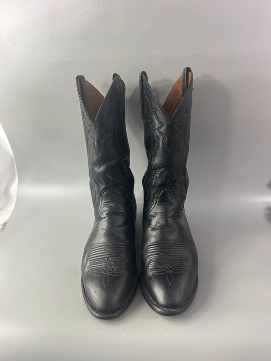 Lucchese 2000 Black Calf Skin Leather Western Boots Men Size 8 1/2 EE main image 6